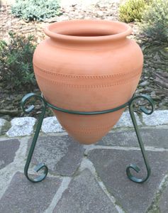 Kräutertopf Amphore Pflanzkübel TERRACOTTA "BICO-1" - ca.40 CM MIT Ständer breit OHNE Henkel