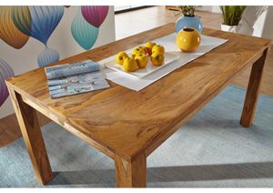 MASSIVMOEBEL24 Esstisch Sheesham 140x90x76 braun geölt NATURE BROWN #813