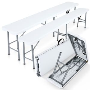 AREBOS 2x Bierbank Faltbank Klappbar I Tragegriff | 183 x 28 x 43 cm Klappbank Camping Garten Party Bank Campingbank Bierzeltbank, Gartenbank