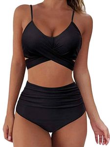 Damen Schnürung Bikini-Sets Strandkleidung Surfen Zweiteiliger Badeanzüge Badebekleidung Schwarz,Größe M