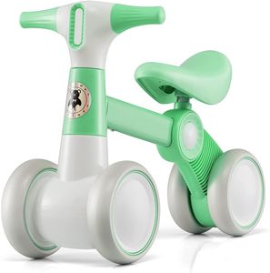 GOPLUS Kinder Laufrad, Balance Bike ohne Pedal mit 4 Rädern & rutschfesten Eva-Griffe, Erstes Lauflernrad Spielzeug für 1-3 Jahre Jungen und Mädchen (Grün)