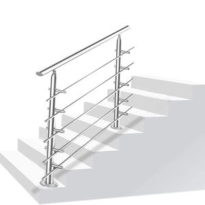 karpal Edelstahl Handlauf Gelaender Bausatz mit/ohne Querstreben fuer Treppengelaender innen & aussen, Balkon (100cm, 5 Querstreben)