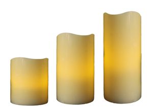 3 LED Kerzen warmweiß flackerndes Licht Deko Kerze creme TIMER indoor & outdoor