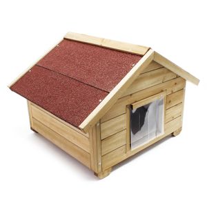 Wiltec Kleines Katzenhaus 68 x 53 x 47 cm aus Holz, Katzenhütte für Garten oder Terasse, Wurfkiste isoliert wetterfest, Katzenhöhle