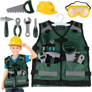 Malplay Werkzeug Spielzeug  Heimwerker-Weste Set Mit Schutzhelm Und Werkzeuge Rollenspiel Für Kinder Ab 3 Jahren