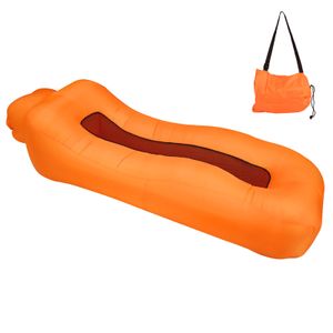 (Orange) Aufblasbare Liege, ultraleichtes, tragbares, ergonomisches Strandbett, Luftsofa, Couch, wasserdicht, auslaufsicher, für drinnen und draußen, Wandern, Camping, Reisen