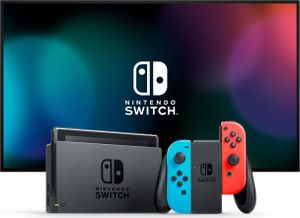 Nintendo Switch Konsole, mit verbesserter Akkuleistung, Farbe Neon-Rot/Neon-Blau