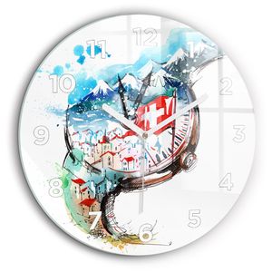 Wallfluent Große Wanduhr – Stilles Quarzuhrwerk - Uhr Dekoration Wohnzimmer Schlafzimmer Küche - Zifferblatt - weiße Zeiger - 60 cm - Schweizer Uhr