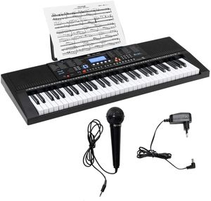 GOPLUS 61 Tasten Klavier Keyboard, Elektronische Digital piano, inkl. Mikrofon& Notenhalter, 300 Töne, 300 Rhythmen, 30 Demo Songs, Eingebaute Lautsprecher, Lehrfunktion, Anschlüsse für USB, Kopfhörer