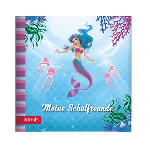 ROTH Freundebuch Meerjungfrau - 64 Seiten 16,5 x 16,5 cm - Erinnerungsalbum Unterwasser Meerjungfrau in Blau und Pink