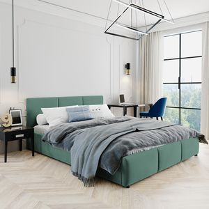 Čalouněná postel 160×200 s úložným prostorem na ložní prádlo tyrkysová G062-44 Nela