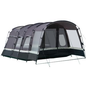 Outsunny Camping Zelt 8 Personen Zelt Tunnelzelt mit Vorraum 4 Fenster Familienzelt PU3000mm für Trekking Festival Glasfaser Dunkelgrau 580 x 320 x 215 cm