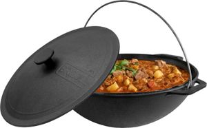 8L Gusseisen Schwenktopf Kazan Asia Kasan mit Deckel aus Gusseisen Grillwok Wokpfanne Grill Cast Iron Campingtopf Kessel Wok Traditioneller