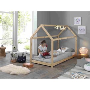 Kinderzimmer Bett in Hausform Hausbett HAYN-12 Liegefläche 90 x 200 cm Kiefer natur