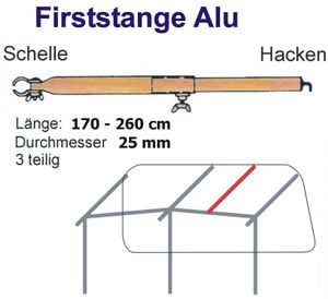 Alu Dachhakenstange 25 mm 170-260 cm Firststange Dachstange Zelt-Stange Zeltgestänge Zeltstangen Vorzelt Wohnwagen Caravan