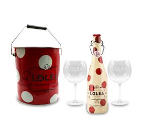 Lolea Set - Kühler mit Henkel + 2 Ballongläser + Lolea Sangria N°2 WEIß 0,75L (7% Vol) Weißwein Sangria Chardonnay, Macabeo Trauben- [Enthält Sulfite]
