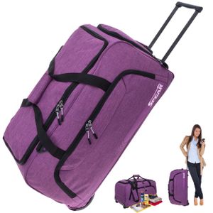 Trolley Reisetasche Damen Frauen XXL Koffer Rolltasche 85 Liter Reiserolltasche Tasche mit Schultergurt groß Spear 910 Violett Lila + Koffergurt