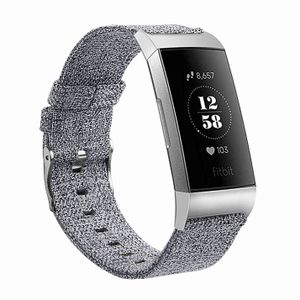 INF Fitbit Charge 3/4 Armband Canvas Grau (L)