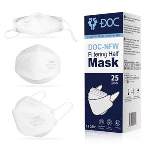 2000 Stück FFP2-Gesichtsmaske, nichtmetallisch, verstellbarer Nasenbügel, Einweg-Gesichtsmaske, weiß, medizinische Schutzmaske, passend für das Gesicht, bequeme, atmungsaktive Atemschutzmaske, CE-Norm 0598