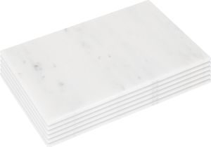 Argon Ta Rechteckige Marmor-Tischsets – 30 cm x 20 cm – Weiß – 6 Stück