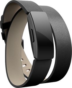 fitbit - Ersatz-/Wechselarmband - Inspire - Accessory Band - Double Leather Wrap - Black - One Si - FB169LBBK