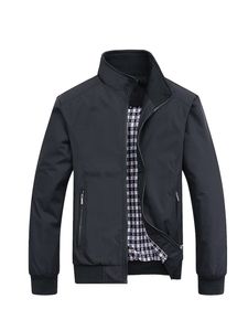 Herren Solid Color Coat Holiday Ständer Kragen Jacke Geschäft Full Reißverschluss Outwear,Farbe:Schwarz,Größe:5xl