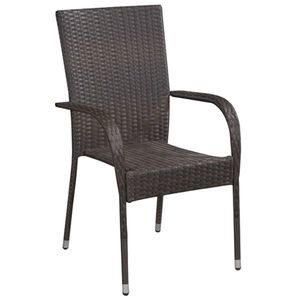 vidaXL Stapelbare Gartenstühle 2 Stk. Poly Rattan Braun