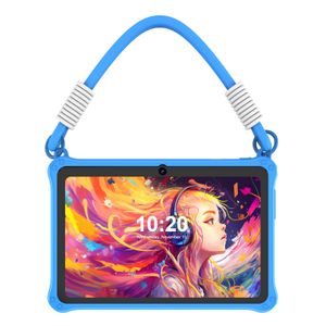 PRITOM Kinder-Tablet 7 Zoll Android 13 4 GB (2+2 erweiterbar) RAM 32 GB RAM WiFi Bluetooth Lernsoftware installiert mit stoßfester Lanyard-Hülle,Blau