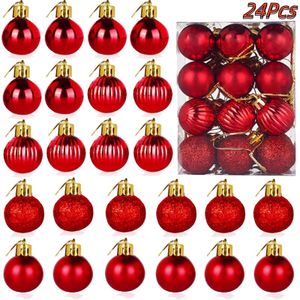 24 Stück Weihnachtskugeln für Weihnachtsbaum, Bruchsicherer Weihnachtsbaumschmuck, Christbaumkugeln, Rot