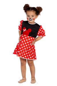 Kinder Mädchen Minnie Mouse Maus Kostüm Kleid Verkleidung Karneval Fasching Dots 92