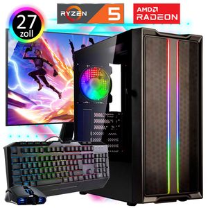 MEINPC Gaming PC Komplett-Set AMD Ryzen 5 4600G - AMD Radeon Grafik - 512GB SSD - 16GB DDR4 - Windows 11 - WLAN - 27" MSI Gaming TFT - Tastatur/Maus