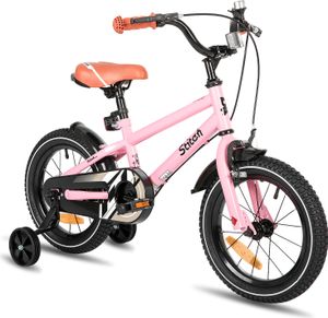 STITCH 12/14/16/18/20 Zoll Kinderfahrrad für 2-11 Jahr Jungen Mädchen,mit Stützräder, Kotflügel, Front and rear dual brakes, Reflektorplatte, Rosa