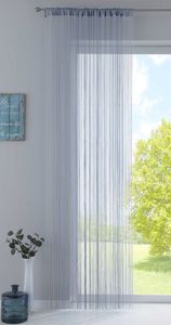 Fadengardine , HxB 250x140 cm, Grau mit Tunneldurchzug und eingenähtem Kräuselband, geeignet für Gardinenstangen und Gardinenschienen Fadenvorhang Fadenstore Raumteiler, 20303CN