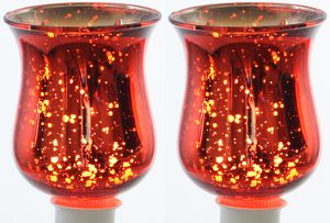 2x Teelichtaufsatz rot Glasaufsatz für Kerzenleuchter Kerzenständer Glas Adventskranz Teelichthalter Stabkerzenhalter Weihnachten Kerzenpick 6cm