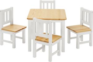 BOMI® Kindersitzgruppe mit 4 Stühlen aus Massiv Holz für Kleinkinder, Jungen und Mädchen