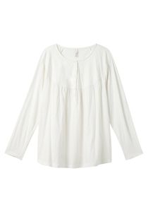 sheego Damen Große Größen Langarmshirt mit Knopfleiste, in leichter A-Linie Rundhalsshirt Citywear sportlich Rundhals-Ausschnitt - unifarben