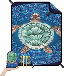 Stranddecke Sandfrei - 180x220 cm Strapazierfähiges Picknickdecke, Extra groß Beach Blanket, Kompakt Waschbar Strandmatte für Strand, Wandern, Reisen (Schildkröte)