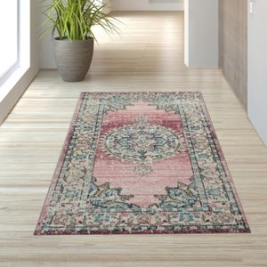 Teppich Orient Outdoor Vintage in rosa Größe - 80 x 150 cm