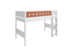 White Mittelhohes Bett mit senkrechter Leiter 90x200 cm Rosa / Weiß, Matratze:ohne