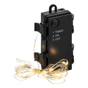 Cepewa LED Lichterkette Batterie Außen Timer Draht 20 Micro LED warmweiß 1,9m