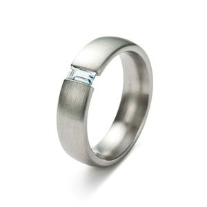 Monomania Damen Edelstahl Ring mit Aquamarin in silberfarben - SYMPHONY - 21265, Ringgröße (Durchmesser):54 (17.2 mm Ø)