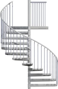 Spindeltreppe Ø 225 cm | Höhen: 216-276 cm | Standard Ausstattung | Stahlstufe