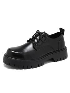 Herren Plattform Dress Schuhe Party Vintage Oxford Lederschuh Non Slip Schnüre Up Flats, Farbe: Schwarz, Größe: 38,5