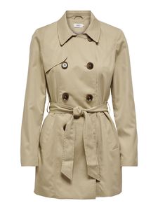 ONLY Damen Übergangsjacke Trench-Coat- OnlValeria Kurz-Mantel, Farbe:Beige, Größe:S