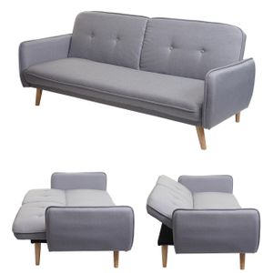 Schlafsofa MCW-J18, Couch Klappsofa Gästebett Bettsofa, Schlaffunktion Stoff/Textil 185cm  grau