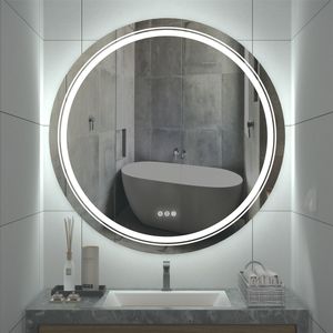 WISFOR LED kúpeľňové zrkadlo okrúhle Ø 80 cm, LED nástenné zrkadlo Zrkadlo do kúpeľne 3 farby svetla, stmievateľné Bez hmly