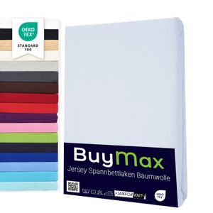 Kinder Jersey Spannbettlaken Spannbetttuch 100% Baumwolle Größe 70x140 cm, Farbe Weiß