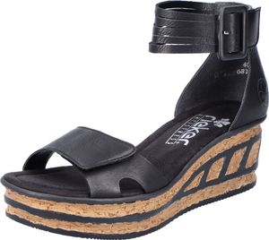 Rieker Damen Sandalen geschlossene Ferse Keilabsatz 68194, Größe:39 EU, Farbe:Schwarz