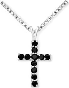 Strieborný prívesok Cross ČIERNY