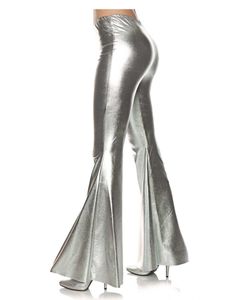 Silberne Metallic Schlaghose als Disco Kostüm Größe: L/XL